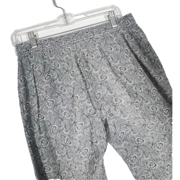 J Crew Corduroy Pants Womens 10 Gray Paisley Floral Straight Classic Boho Retro - Picture 5 of 9